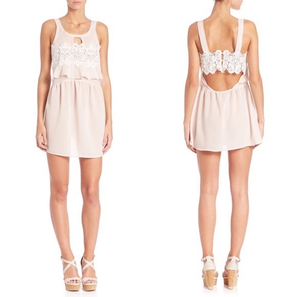 For Love And Lemons Dresses & Skirts - For Love and Lemons Blush Sienna Lace Cutout Dress